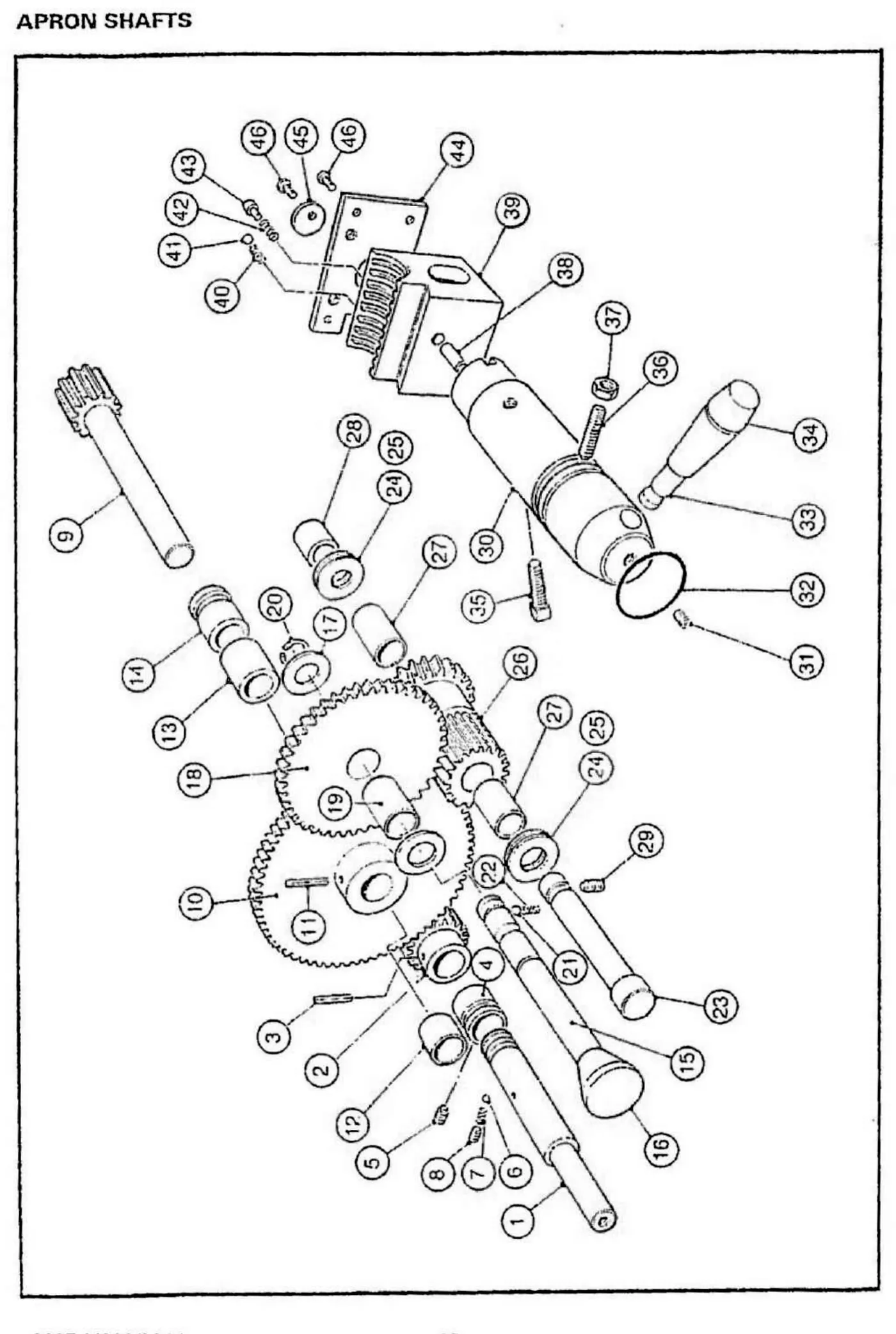 Harrison M300 apron shafts exploded parts diagram