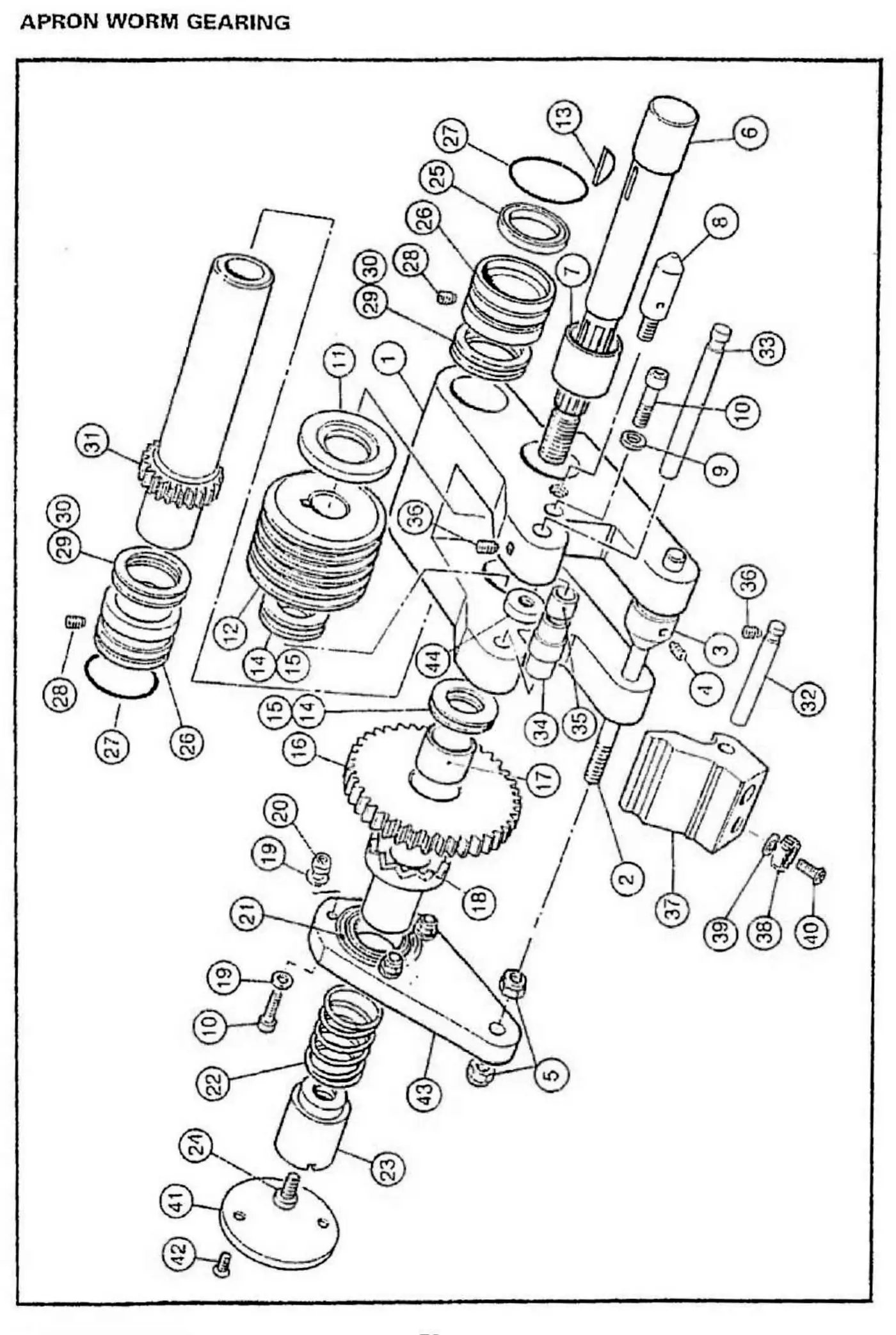 Harrison M300 apron worm gearing exploded parts diagram