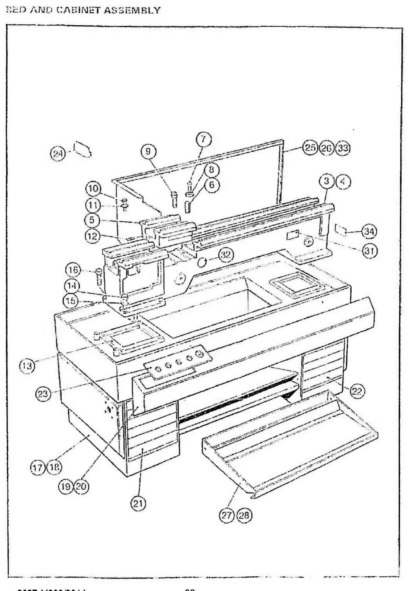 Harrison M300 bed and cabinet exploded parts diagram