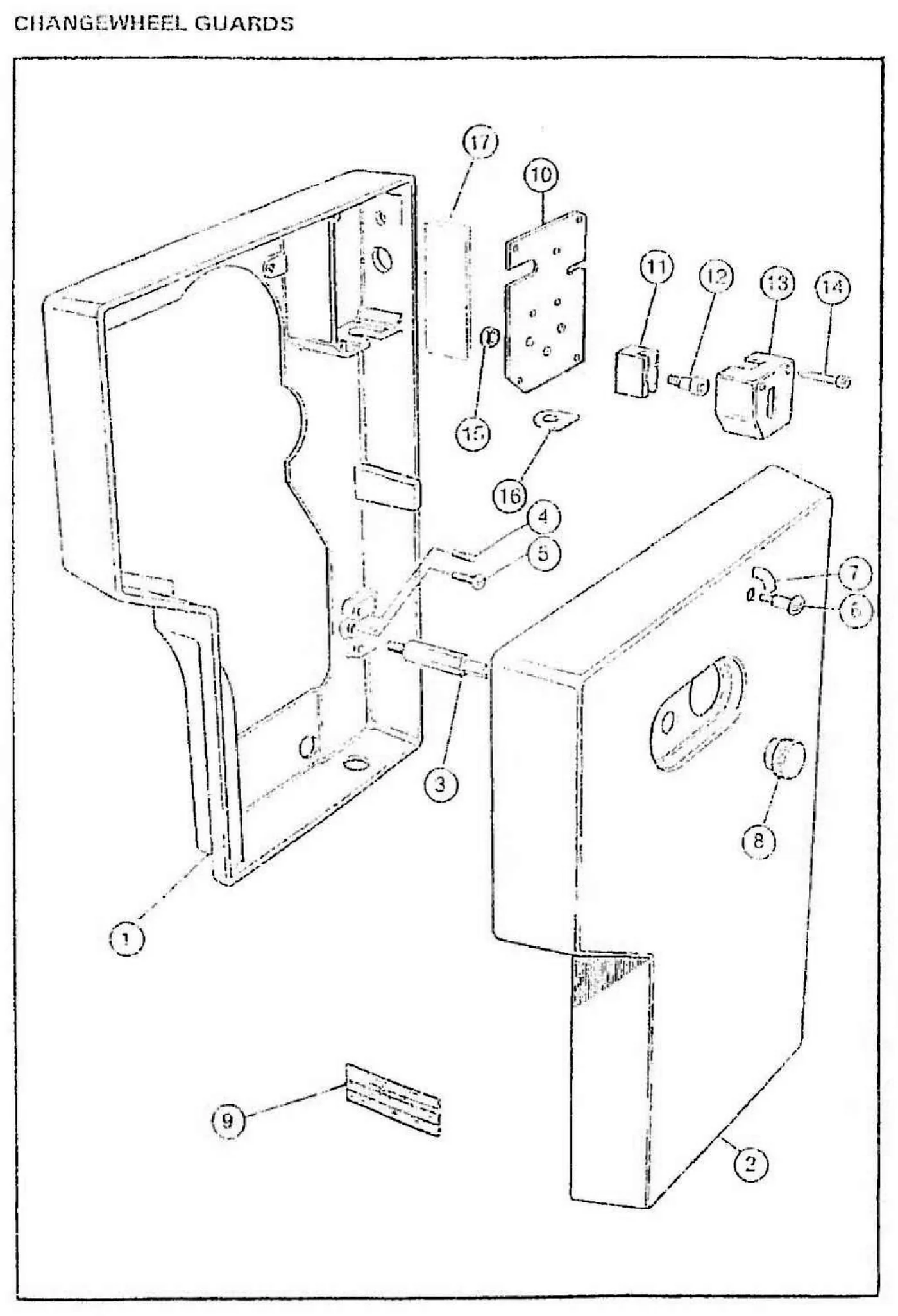Harrison M300 changewheel guards exploded parts diagram