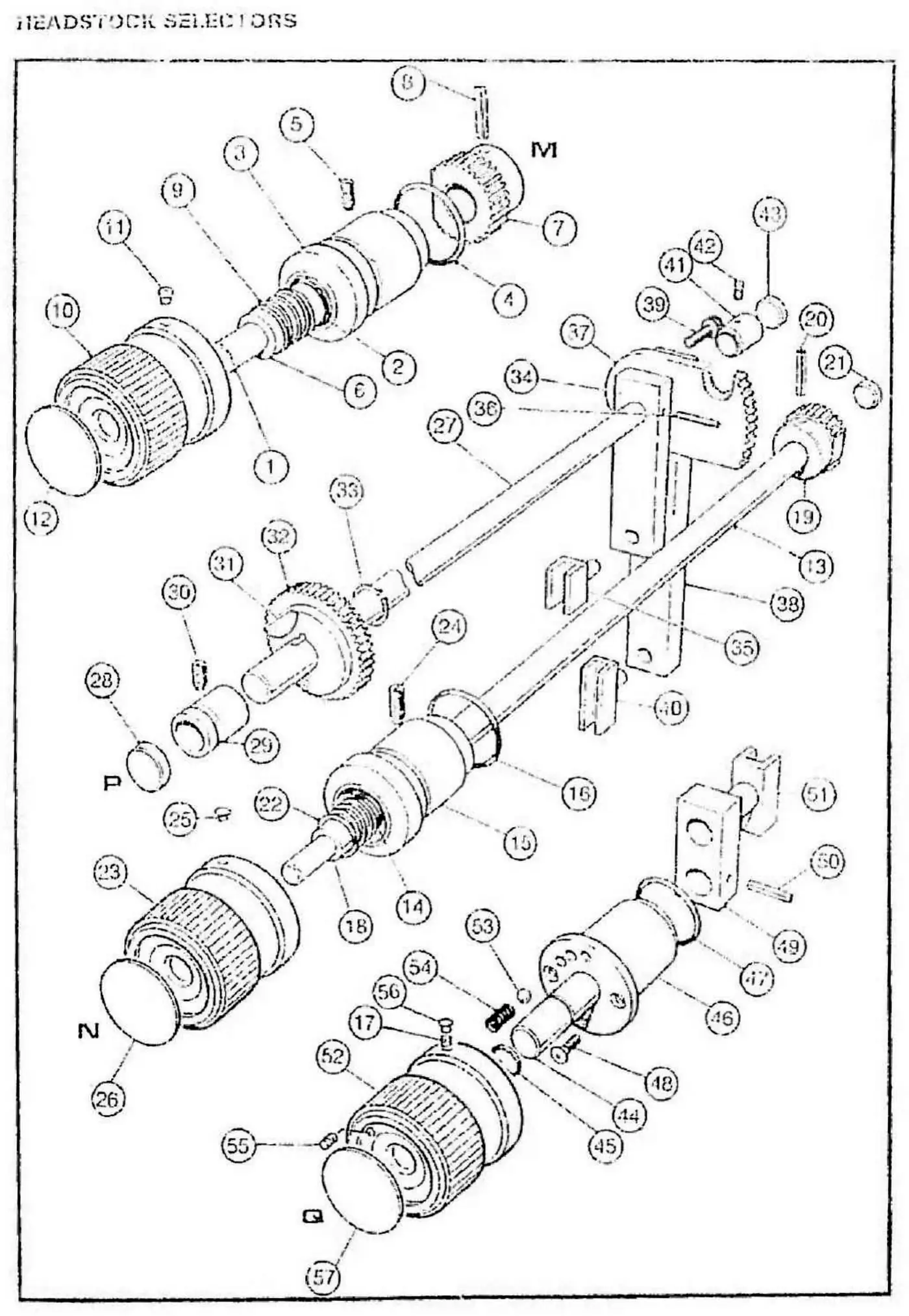 Harrison M300 headstock selector exploded parts diagram