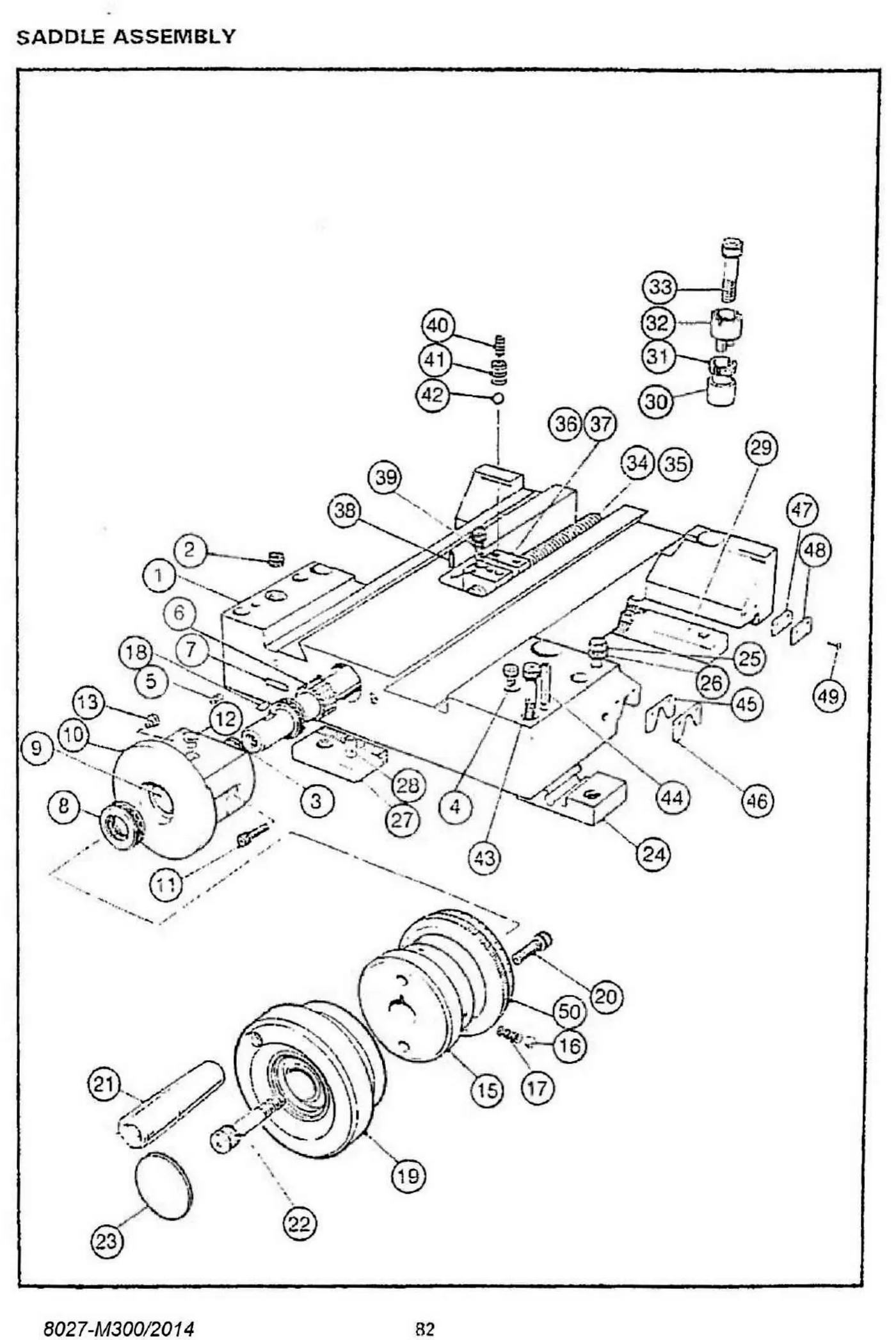 Harrison M300 saddle assembly exploded parts diagram