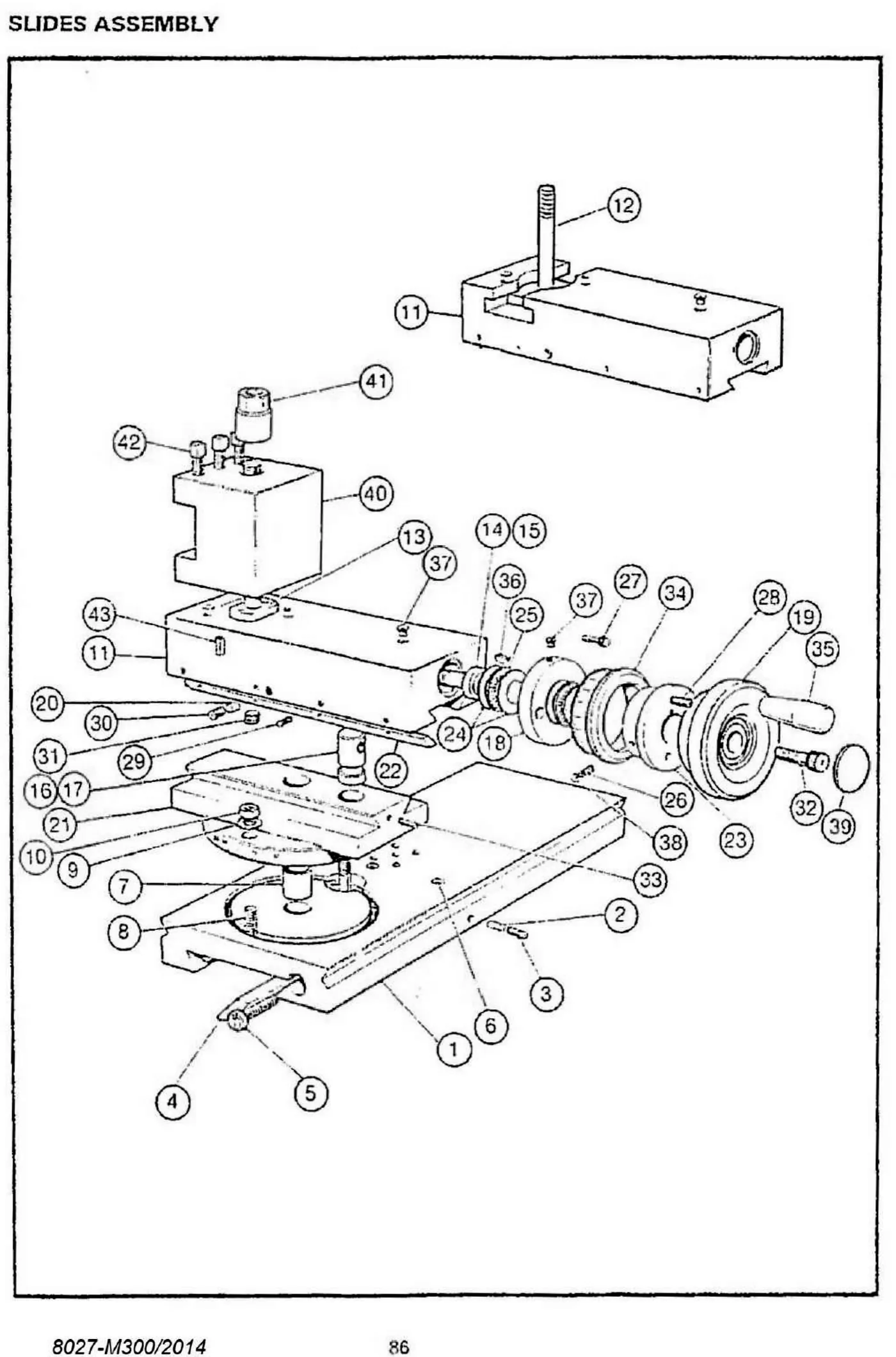 Harrison M300 slides assembly exploded parts diagram