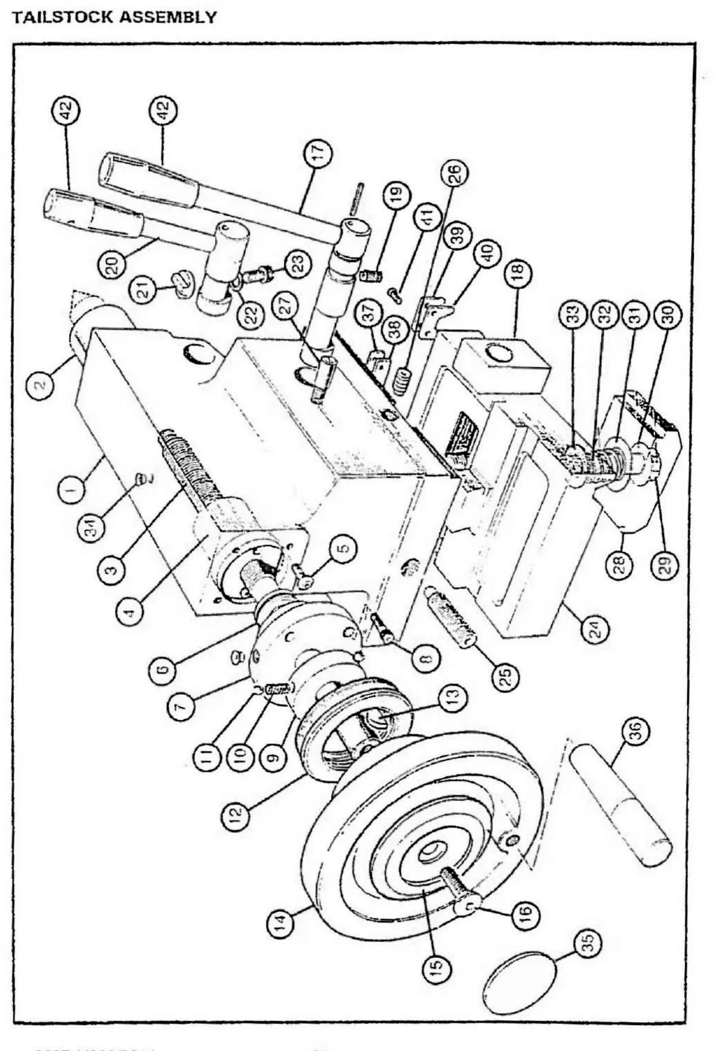 Harrison M300 tailstock assembly exploded parts diagram